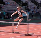 Meghan Beesley (Birchfield) wins the 400 metres hurdles with a League Record at the UK Women's National League, Premier, Meadowbank, Edinburgh.